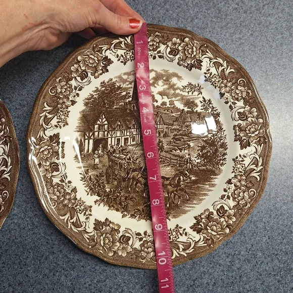 Vintage J&G Meakin Royal Staffordshire Stratford Stage Brown Ironstone Plates - Picture 13 of 13
